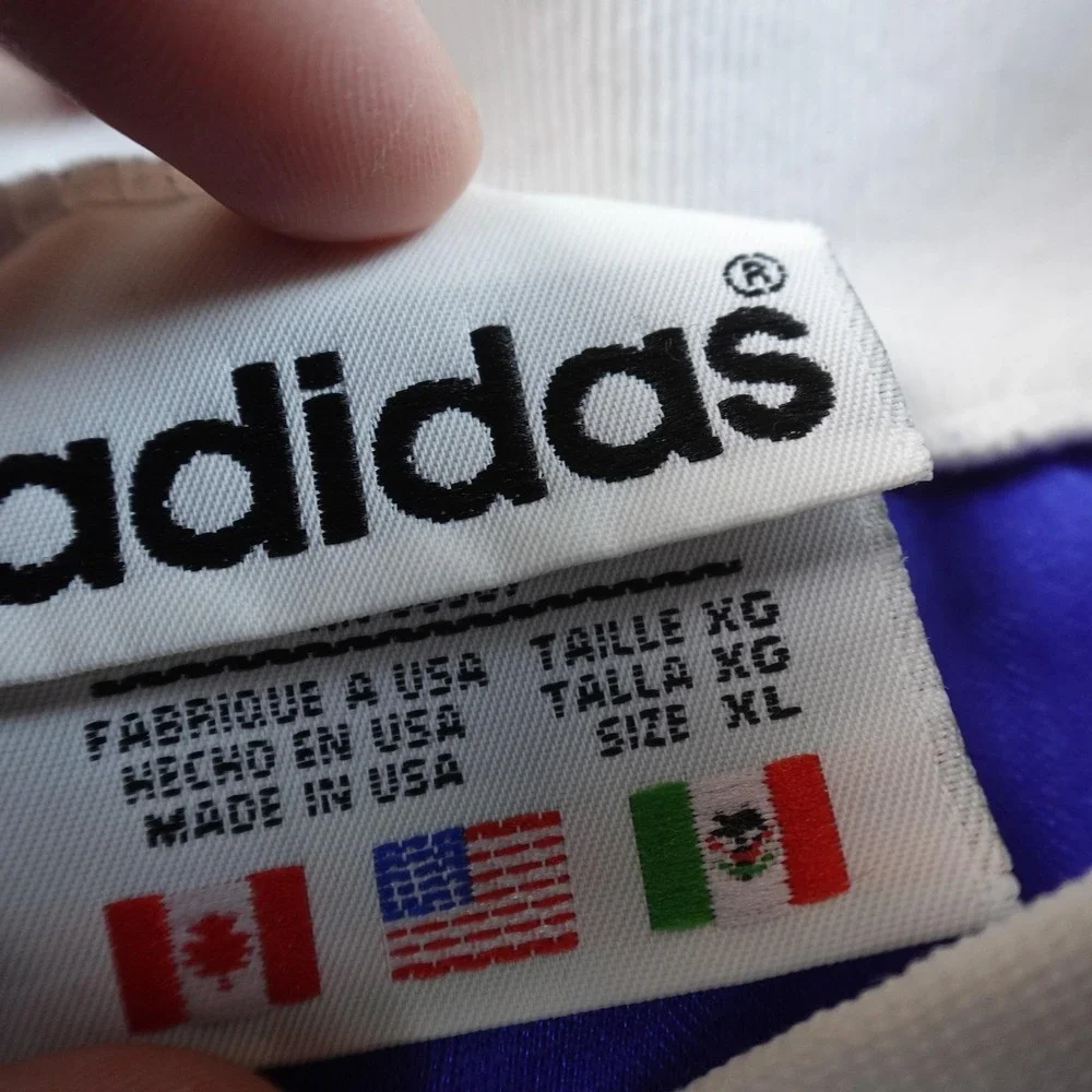 VTG‎ Adidas Shirt Mens XL Blue Striped 9 Soccer Futbol Football Jersey USA 90s